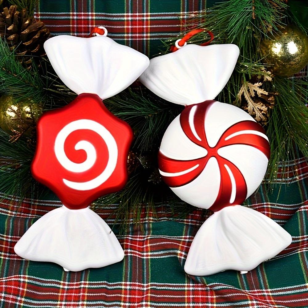 

12,6 дюйма/32 см Рождественское украшение в виде леденца из пластика, праздничный декор с красно-белыми полосками, золотыми лентами, сосновыми шишками для помещения/улицы, для дерева, дома, сада Windmill White Edge + Hexagonal Thread