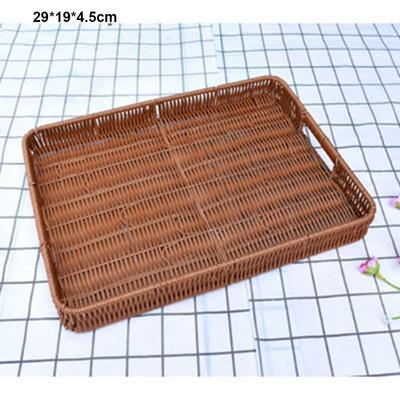 Multistyles Imitation Rattan Fruit Plate Retro Woven Multipurpose Storage Rattan Woven Tea Tray Creative House Candy Packaging