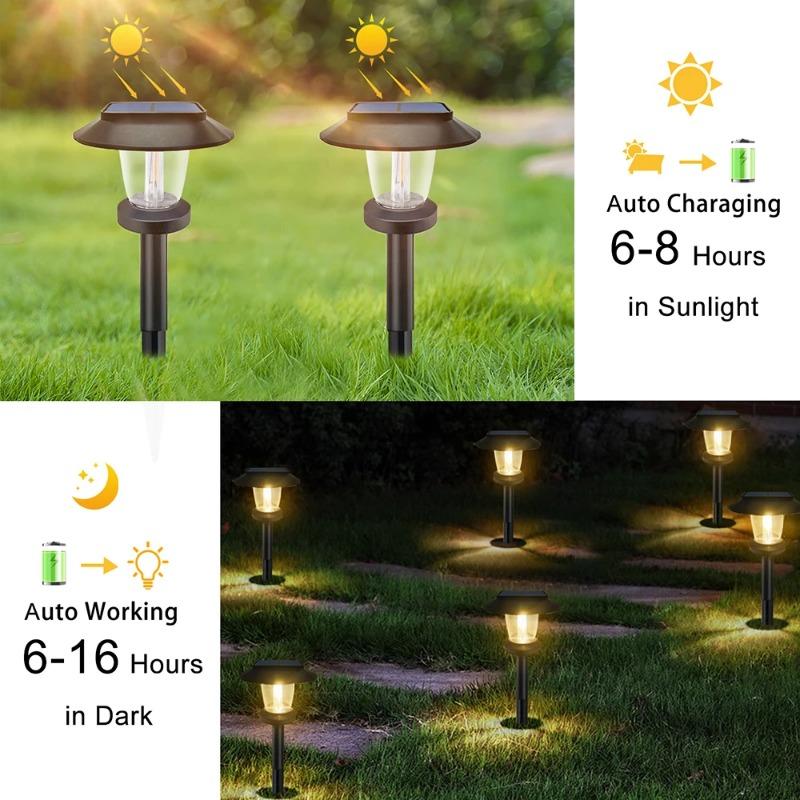 2/4/6PCs Solar Pathway Lights Outdoor Waterproof Christmas Garden Ornament Landscape Light Decor Yard Lawn Walkway Driveway Path
