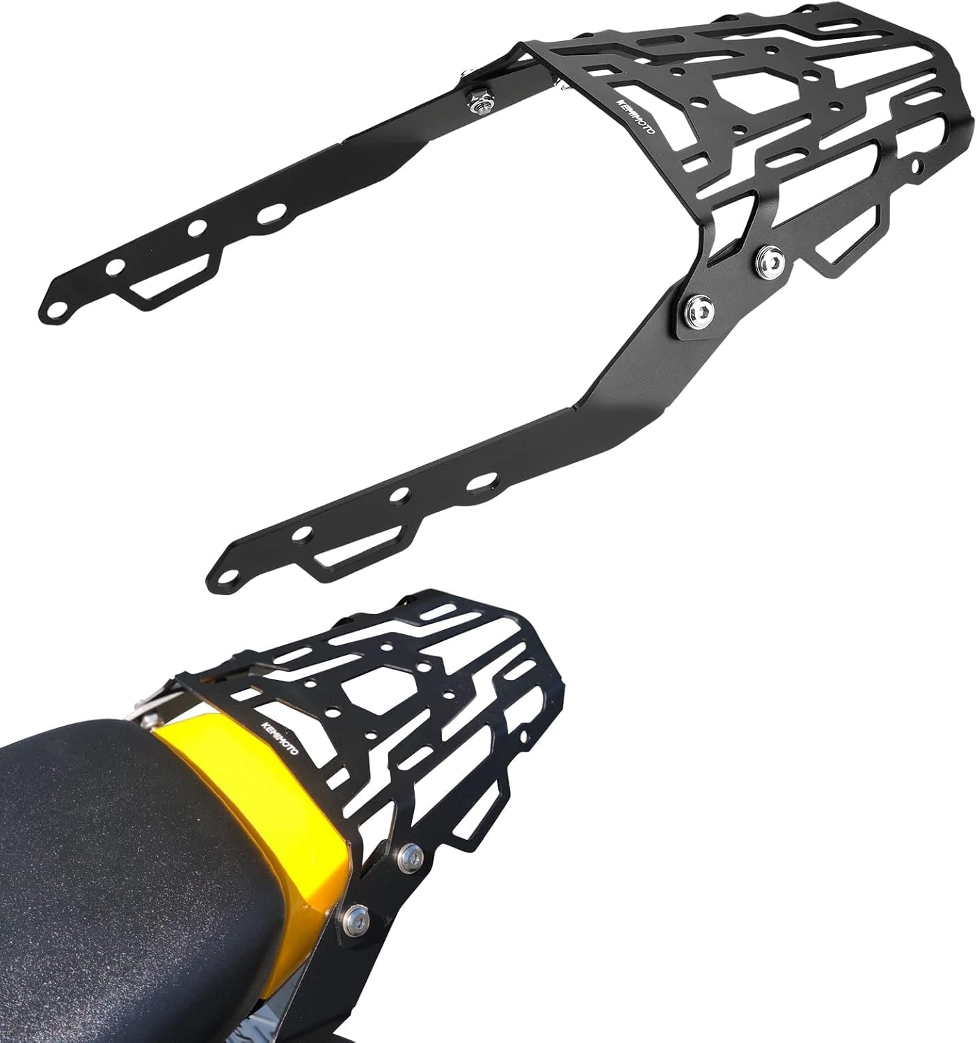 

KEMIMOTO GROM Задний багажник для JC92 Тактическая высокая сумка на сиденье Задняя подушка сиденья Водонепроницаемый (22-24) - Доска, Прочность, Настенный, Настенный, чёрный