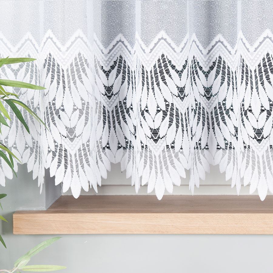 Felicja Ready-made Jacquard Curtain White With Pattern Bottom 300X160