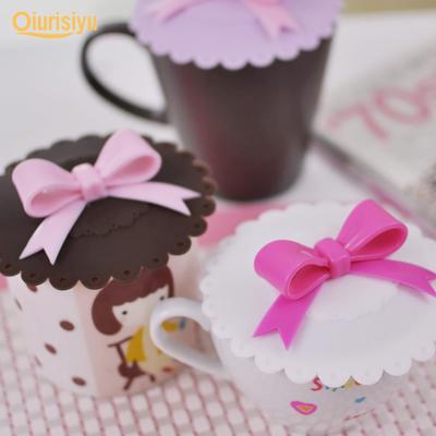 10.5cm Bowknot Silicone Reusable Ceramic Glass Cup Lid