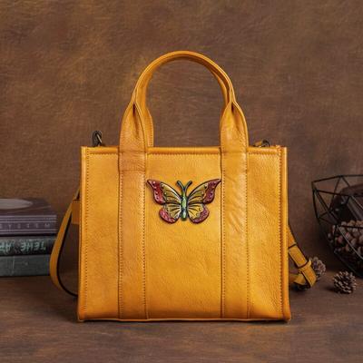 Vintage Solid Color Genuine Leather Women Bag Handmade Portable Handbag Real Cowhide Large Capacity Shoulder Bags