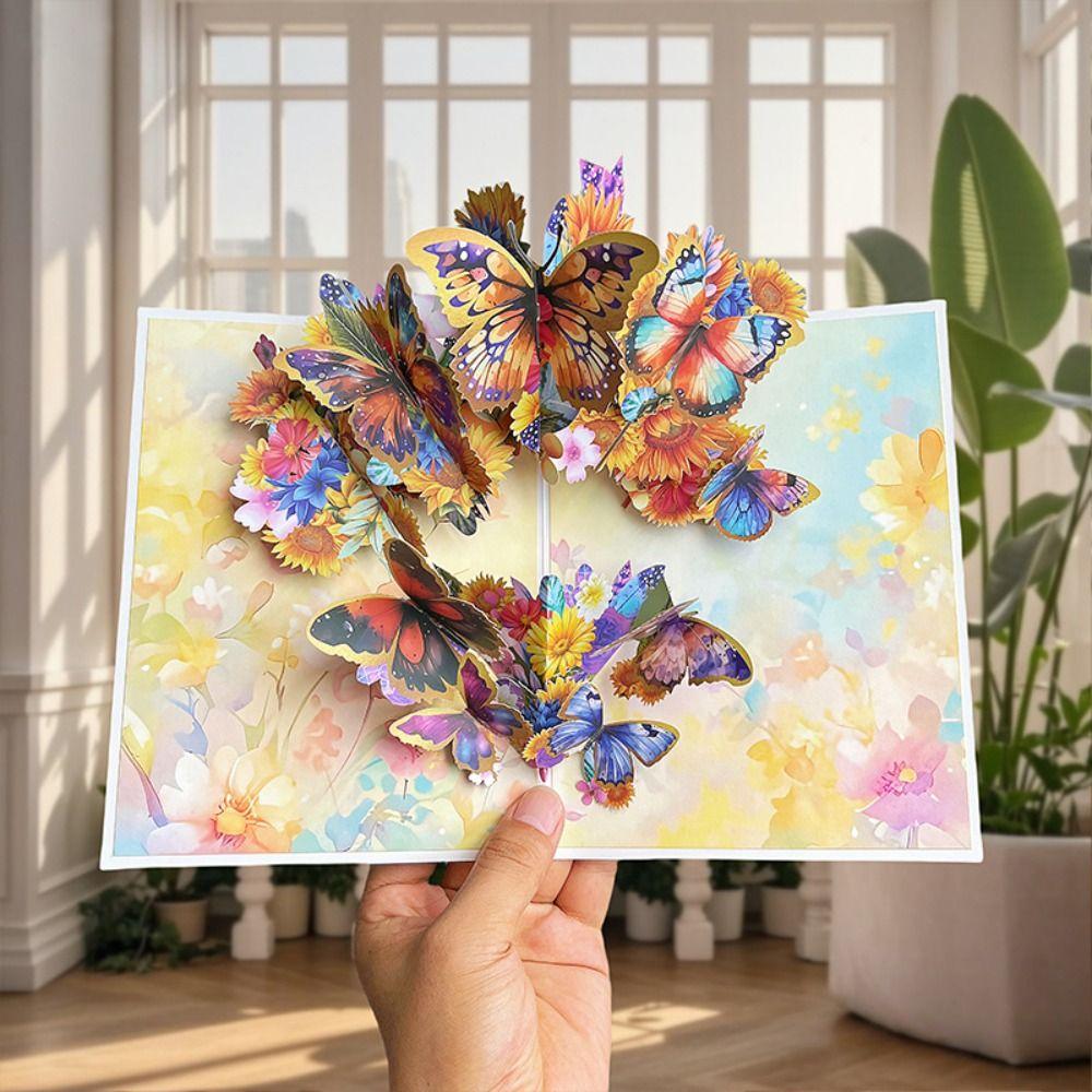Exquisite 3D Pop-up-Karte Beste Wünsche Schmetterling Grußkarten Schmuck Einladungen Glückwunschkarte Muttertag