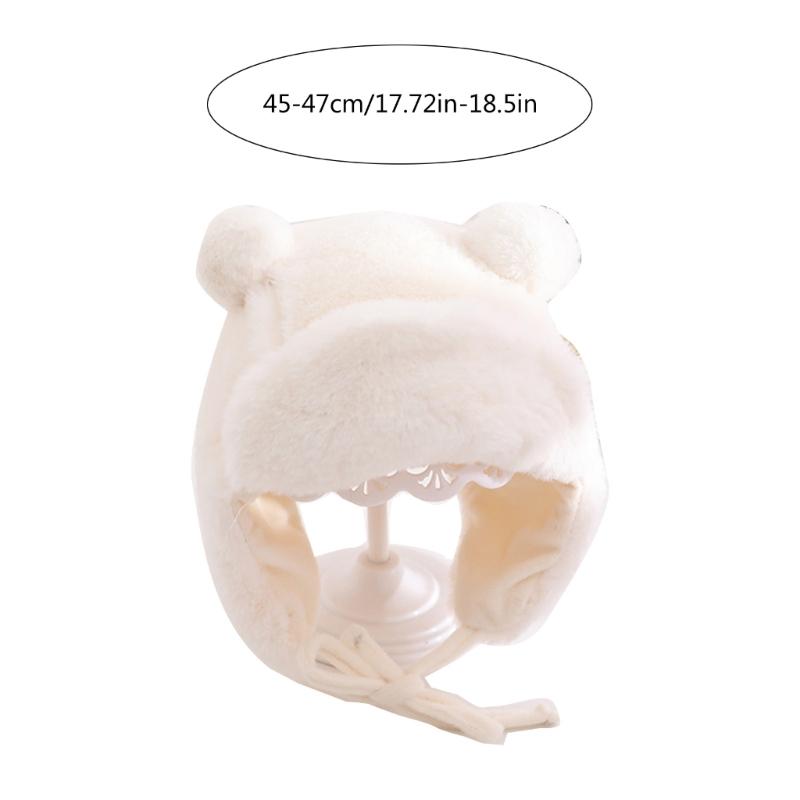 Stylish Kids Bonnet Hat with Earflaps Warm Lined Cap Soft & Warm Bear Baby Hat Ear Protections Cap for Boys & Girls Gift