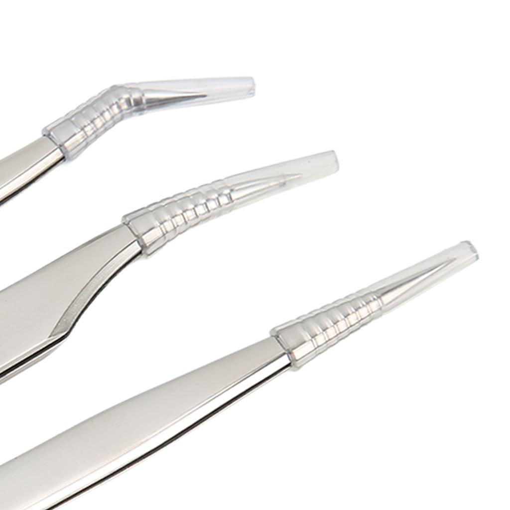 3Pcs Eyelash Tweezers Stainless Steel Blackhead Tweezers Extractor Lash Tweezers for Home Salon