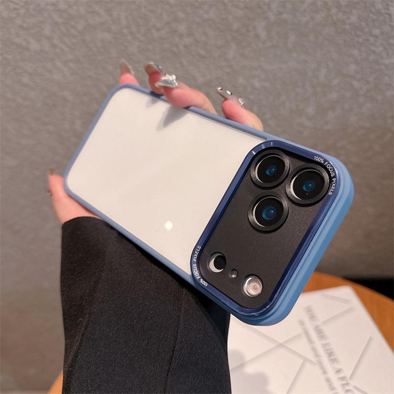 Luxury Transparent Metal Ring Camera Protection Case For iPhone 16E 11 12 13 14 15 16 Plus 17 Pro Max Air Shockproof Hybrid Acrylic Cover