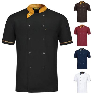 Jaqueta de chef Uniforme de chef Masculino Feminino Manga curta Algodão Cozinha Jaqueta de chef Traje Restaurante el Café Casaco de chef