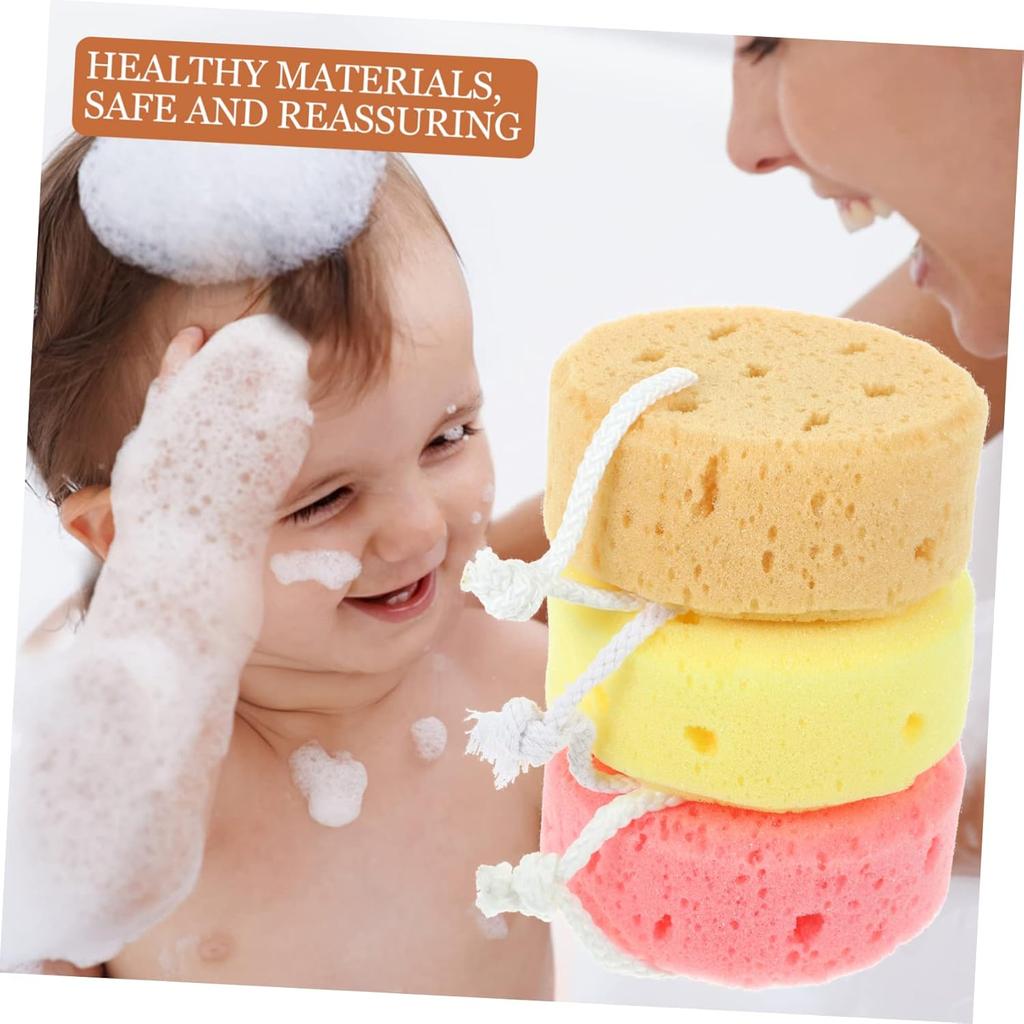 FRCOLOR 3Pcs Bath Sponge Scrubbers Bath Foam Shower Cleansing Exfoliating Scrubber Kids and Adults Soft Skin-Friendly Loofah Back Bathroom Honeycomb