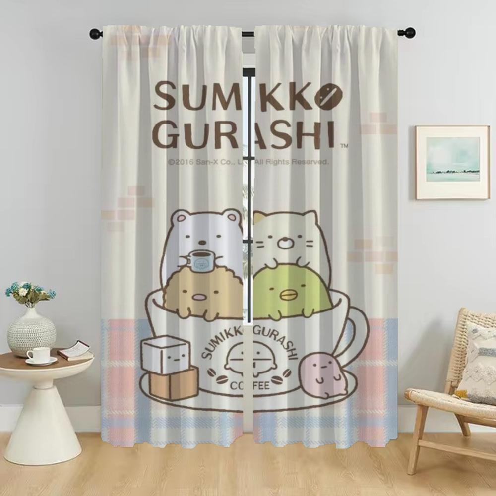 Window Curtain for Room 2 Panel Sumikko Gurashi Modern Living Room Curtains Partition Halloween Decoration Tulle for Bedroom