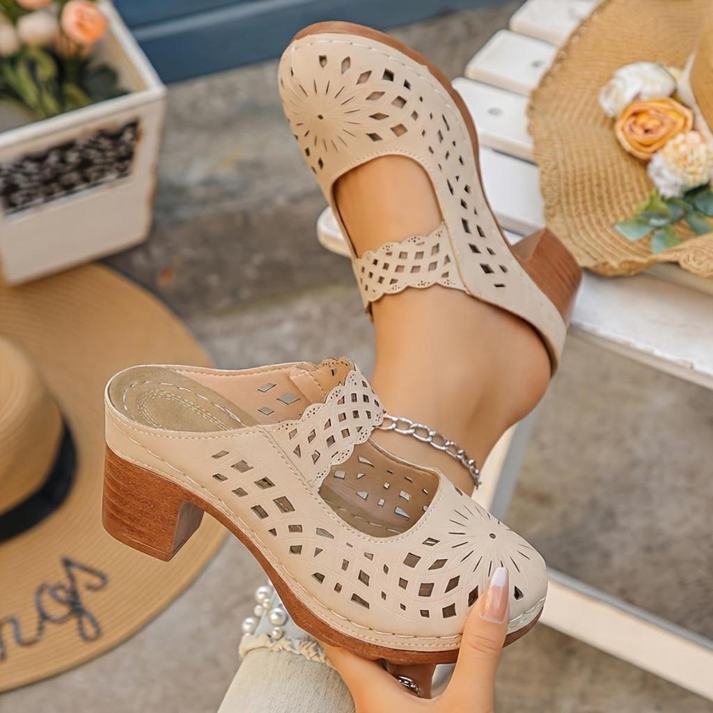 Women's Thick Heel Sandals, Solid Color Open Toe Summer High Heels, Women's Thick Heel, Casual Open Toe Summer Shoes, All Competition Outdoor Sandals