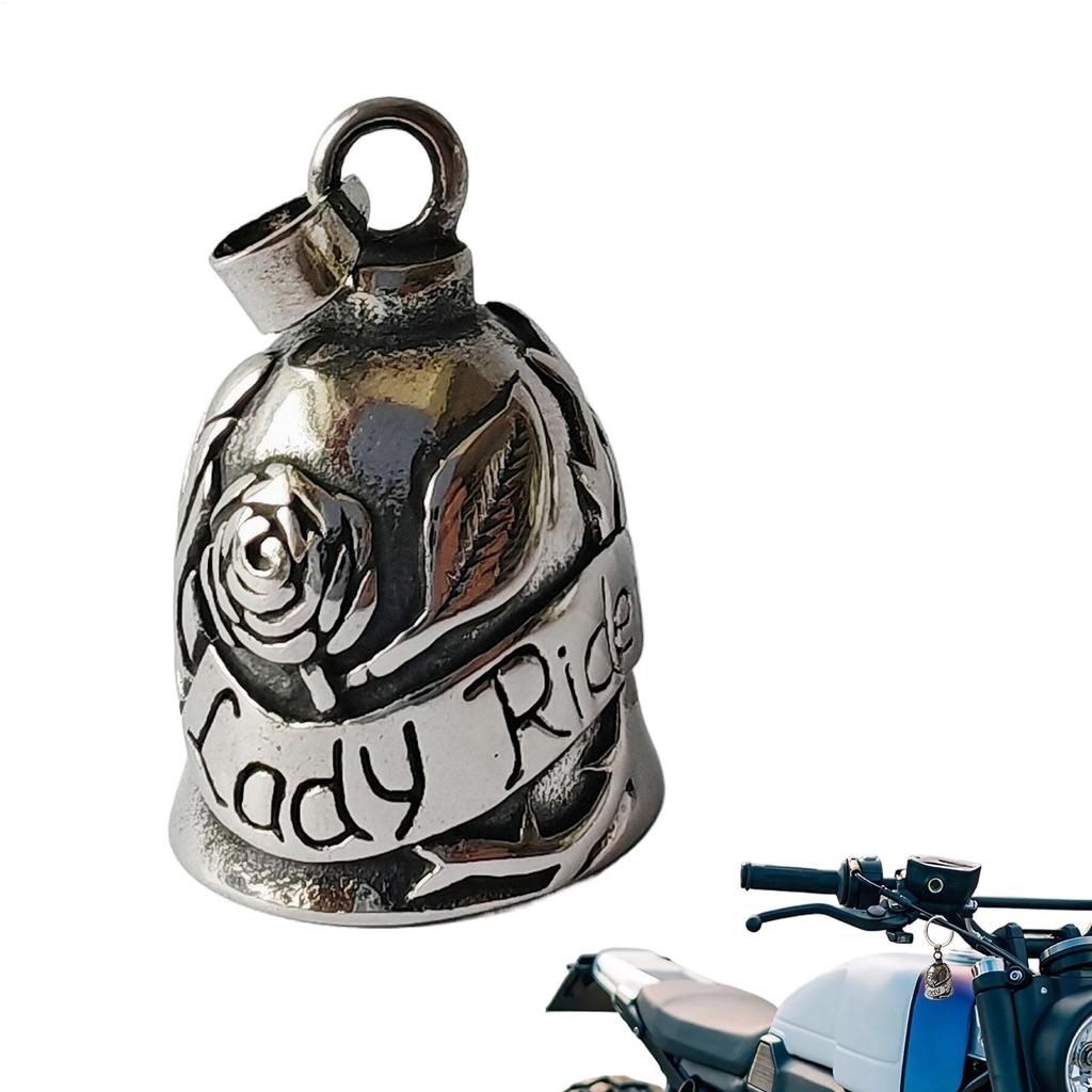 Stainless Steel Motorcycle Bell Metal Rose Keychain Angel Bells Motorcycles Pendant For Cycling Riders Women Men Boys Girls