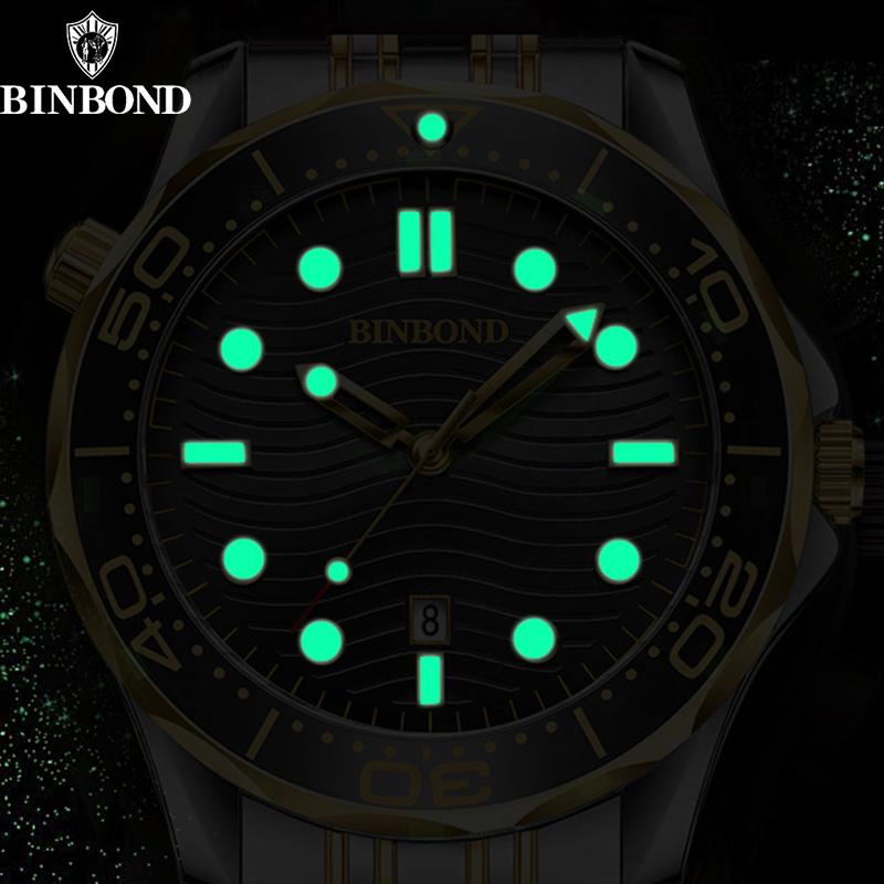 BINBOND Top Brand Luxury Sea Horse Series Watch Men's Business Quartz Watch Luminous Waterproof Sports Men Fashion Design Watch