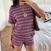 Womens Casual Two Piece Set Short Sleeve Top and Shorts Knitted Lounge Wear Soft Fabric Comfortable Fit