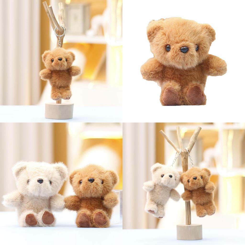 Cute Brown And White Bear Plush Doll With Pp Cotton Filling For Kids And Car Accessories