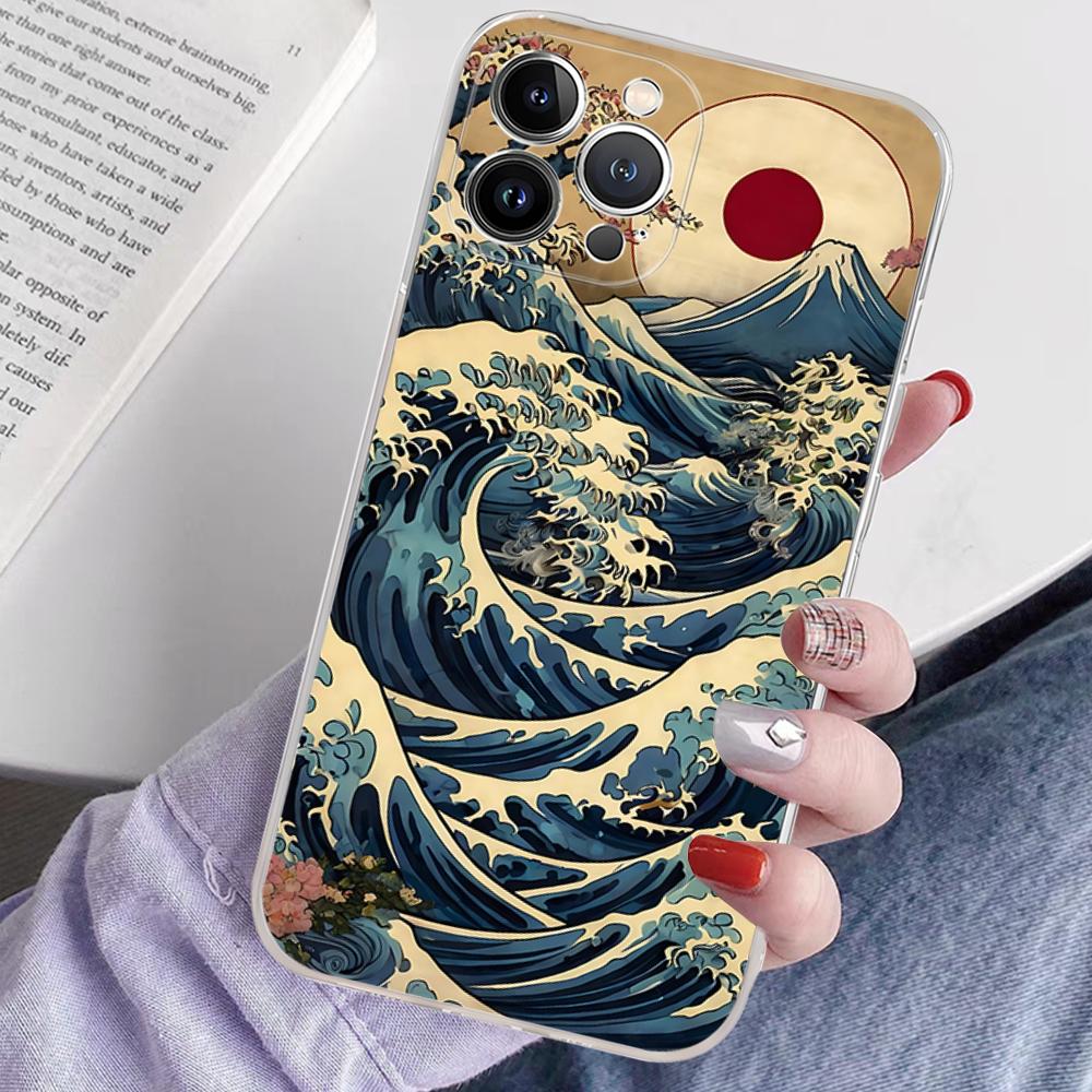 Kanagawa Great Wave Anime Phone Case For IPhone 16 15 14 13 12 Mini 11 Pro XS Max X XR SE 6 7 8 Plus Soft Silicone Cover