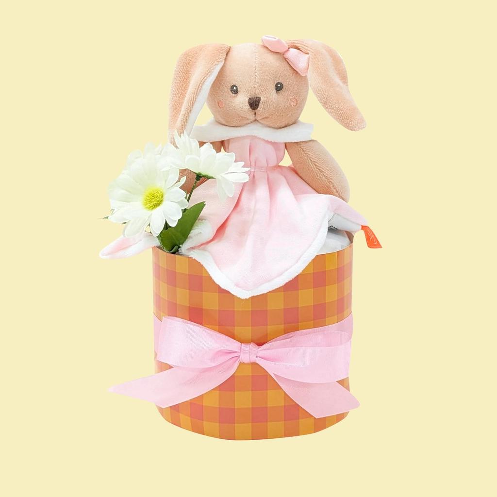 Doudou Et Compagnie BabyNat/DouDouBIO/Rabbit/Rose Diaper Cake, Baby Shower Gift, Present (GFDENT006)