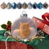 3D Cute Kitten Ball Christmas Ornaments Decoration ChristmasTree Cat Ball Glass Pendant Hanging Decoration for Home Party Gift