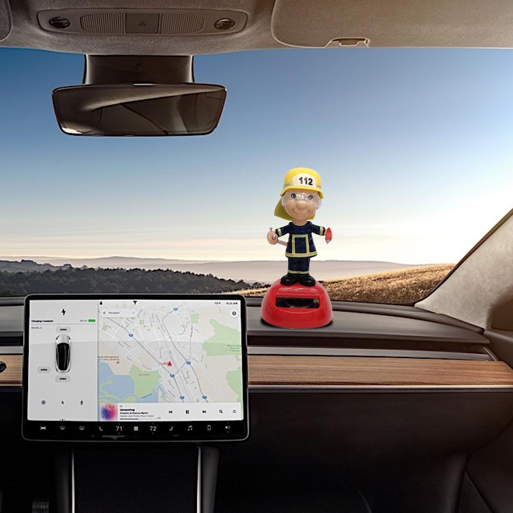 Solarbetriebene Feuerwehrmann Schüttelpuppe Figur Heim Auto Innendekoration Weihnachtsgeschenk