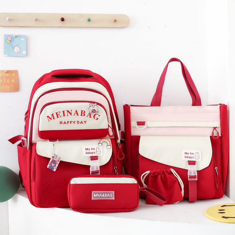 

4 Pcs Schoolbag Set Large Capacity Elementary School Backpack Middle School Student Backpacks Messenger Bag Pencil Case