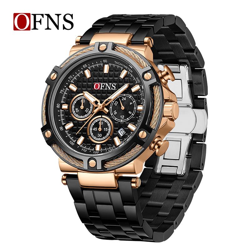 OFNS Men s Classic Quartz Watch: Casual Simple Design with Luminous Hands, Waterproof, and Calendar Function. чёрный