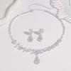 Elegant French Zircon Teardrop Earrings & Necklace Set - Versatile Bridal Jewelry