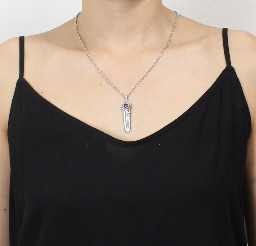 Feather Eagle Feather Zirconia Sterling Silver 925 Pendant for Women and Men - Native American Style