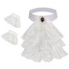 Victorian Layered Ruffle Lace Detachable Jabot Faux Collar Necktie for Renaissances Costumes Party Outfit Accessories