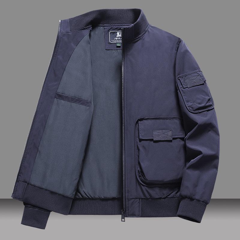 Herren Verdickte Mehrfach-Taschen Retro Baseball Workwear Jacke für Herbst und Winter