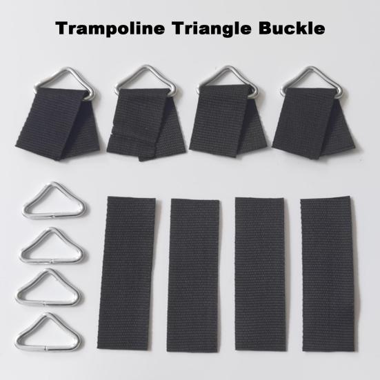 30Pcs Trampoline Triangle Buckle with Webbing Heavy Duty Galvanized Wire Metal Triangular V-shaped Ring Kids Trampoline Replacement Parts Accessories