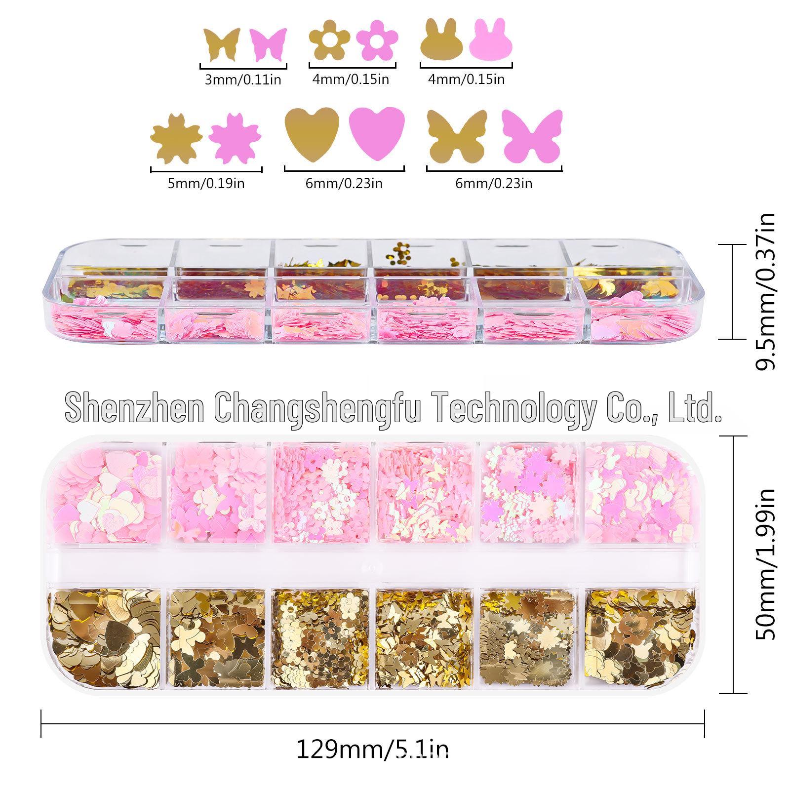 DIY Laser Flower Sequin Glitter Nail Art Stickers