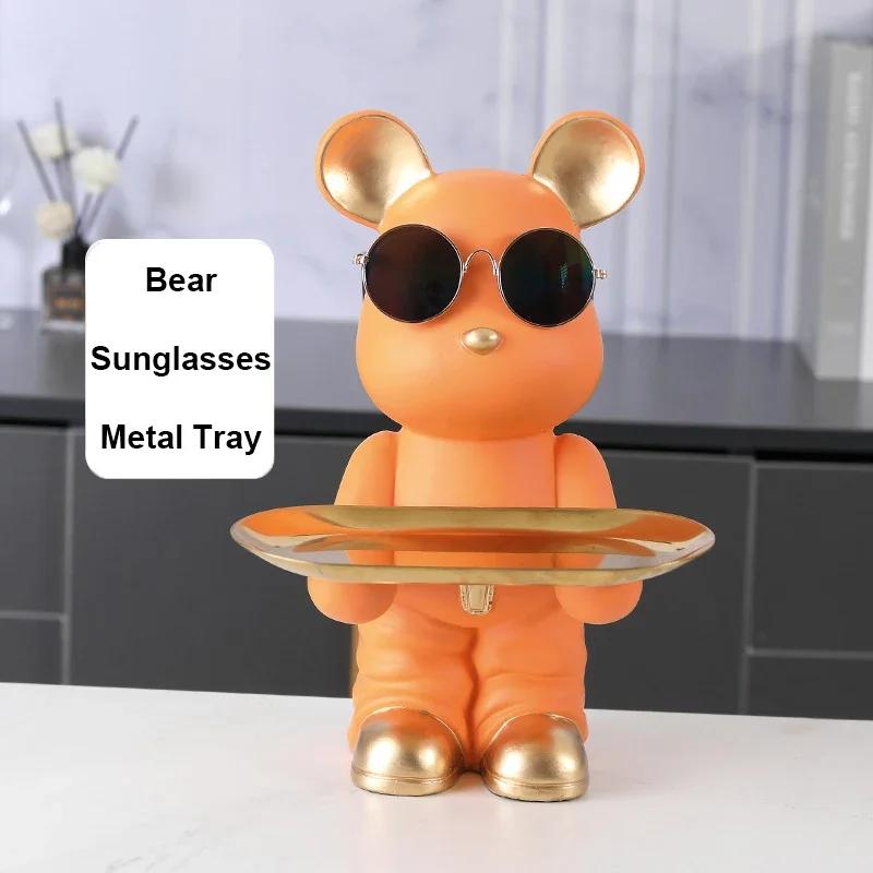 Bear Tray Bear Sculpture Piggy Bank Violent Bear Statue Resin Ornament Desktop Accessories Kids Gift Living Room Home Decor