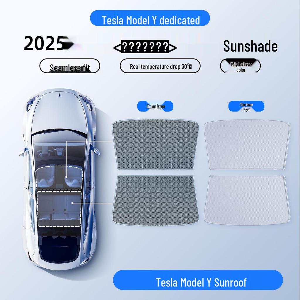 Tesla Model Y & 3 Sunroof Graphene Sunshade - New Version