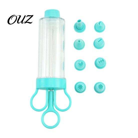 DIY Pastry Decoration Set Dessert Cake Icing Dispenser, 8/11 Interchangeable Nozzles Piping Tips, Easy Control Decorator Ergonomic Transparent Barrel