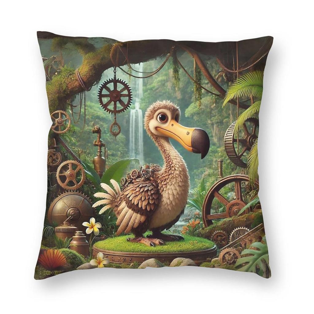 Steampunk Dodo Square Pillowcase Polyester Linen Velvet Pattern Zip Decorative Home Cushion Case