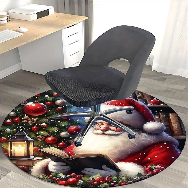 1pc Christmas Santa Claus Chair Mat - Anime Cartoon Design, Non-Slip Carpet for Office Chair, Festive Gift, Seasonal Decor, Living Room, Bedroom, Game