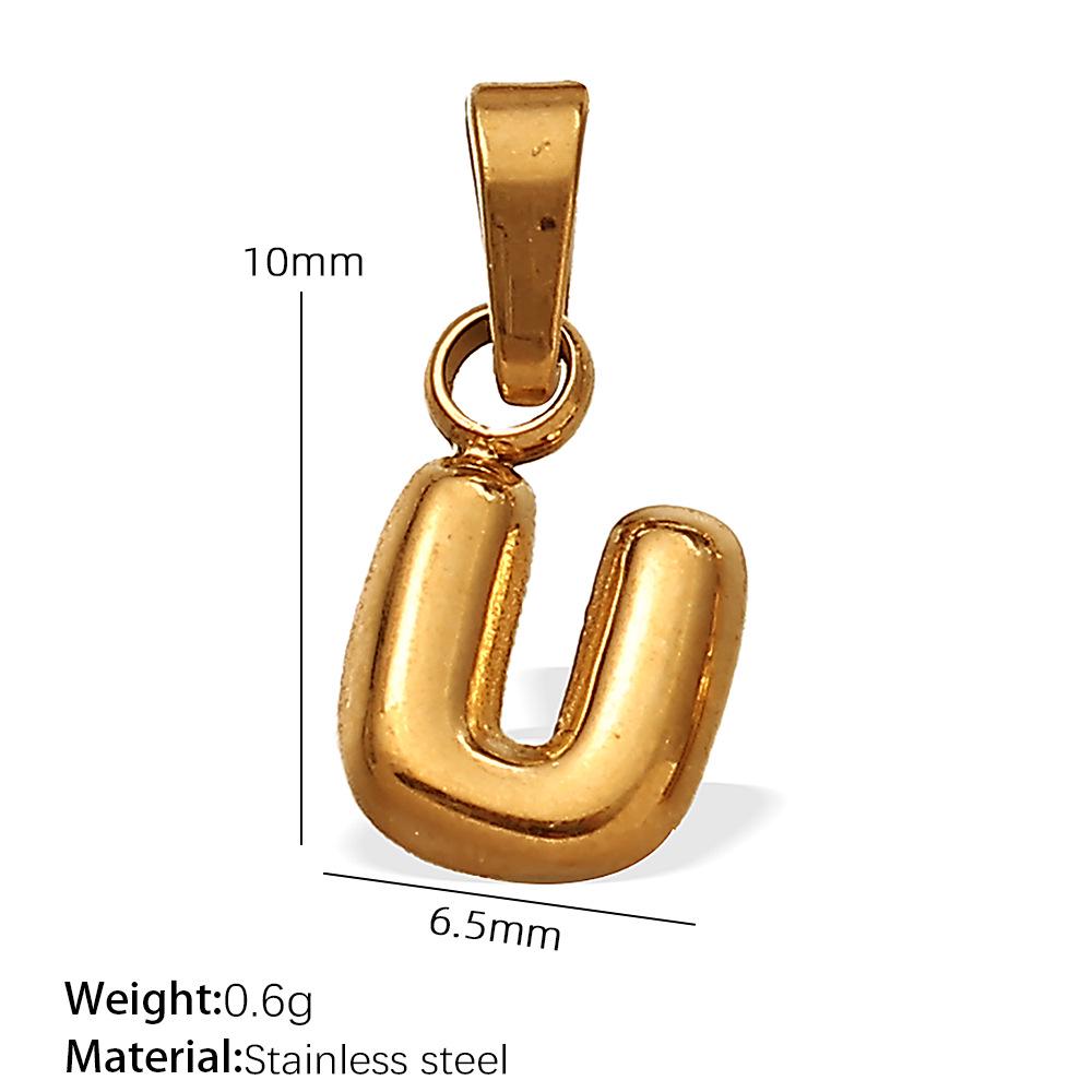 18K Gold Plated Bubble Letter Pendants - 26 English Letters