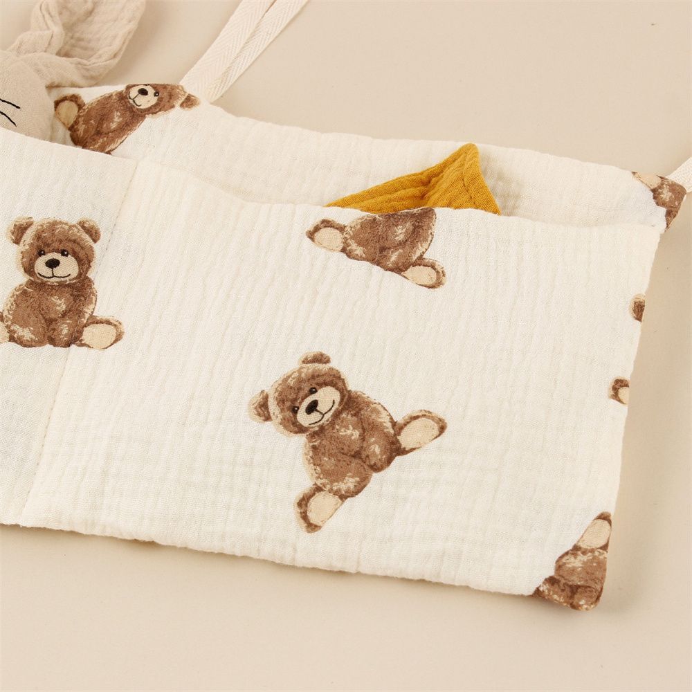 Závěsná taška na hračky ke posteli s dvojitými kapsami pro ukládání lahví, malých hraček, telefonů a dalšího příslušenství - Organizér na postel