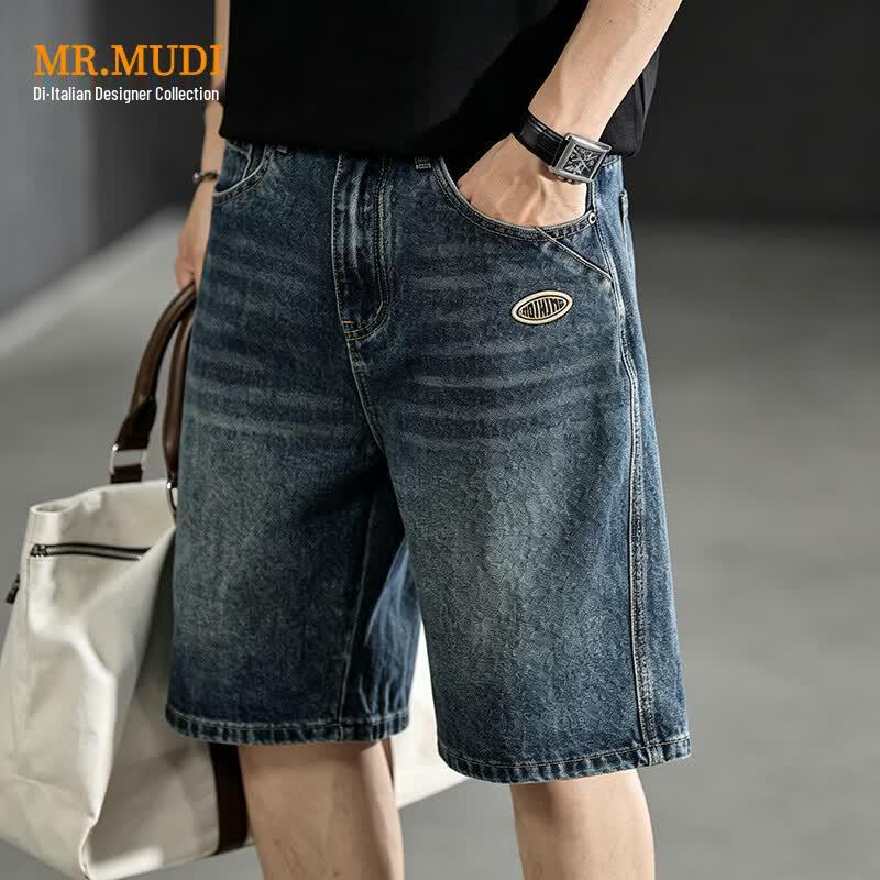 MR. MUDI Men s Loose Fit Summer Denim Shorts 36 синий