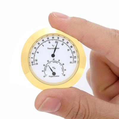 Round Thermometer Hygrometer Humidity Temperature Meter for Violin Guitar Case (Gold)