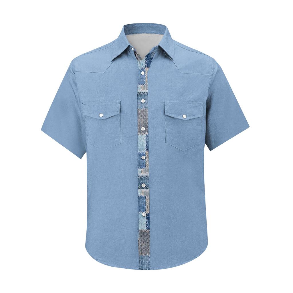 Men'S Fashionable Lapel And Shoulder Length Short Sleeved Casual Top