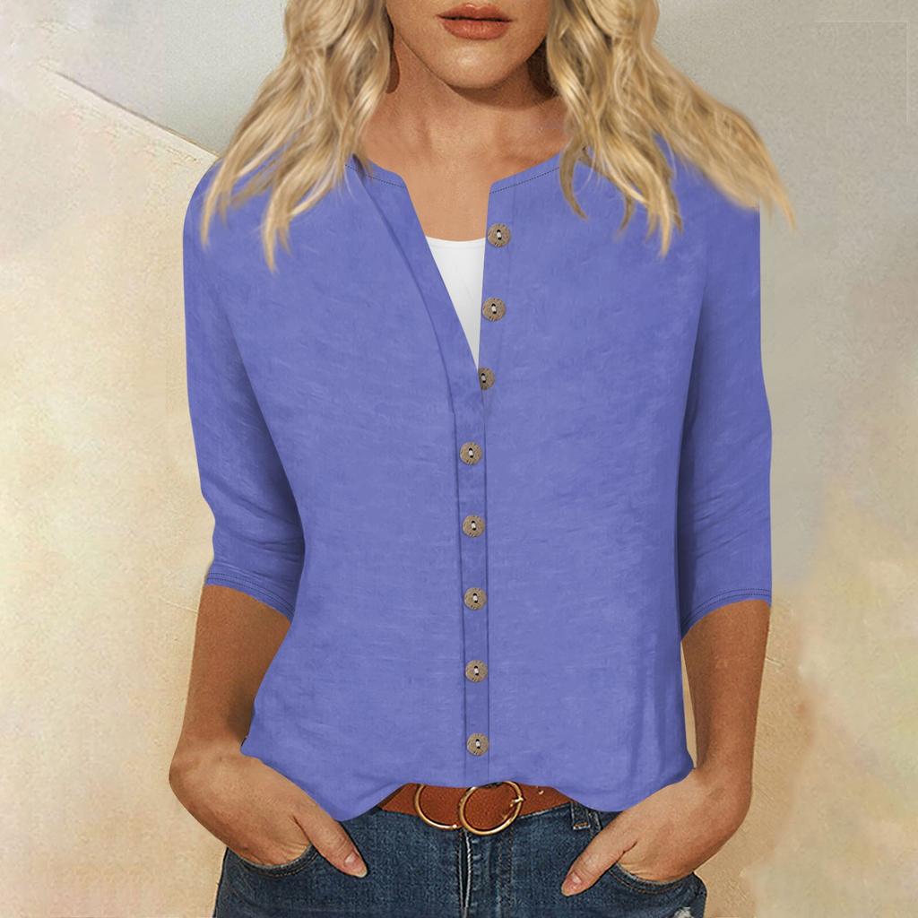 T-shirt ample à imprimé à manches 3/4 et col rond pour femme