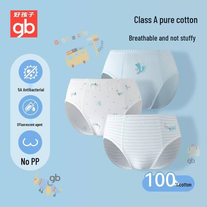 Goodbaby Boys' 100% Cotton 5A Anti-Bacterial Briefs 3-Pack
