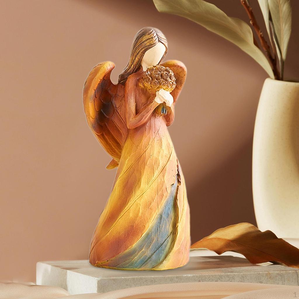 Angel Statue Figurine Art Crafts Collection Desktop Ornament Resin Sculpture for Office