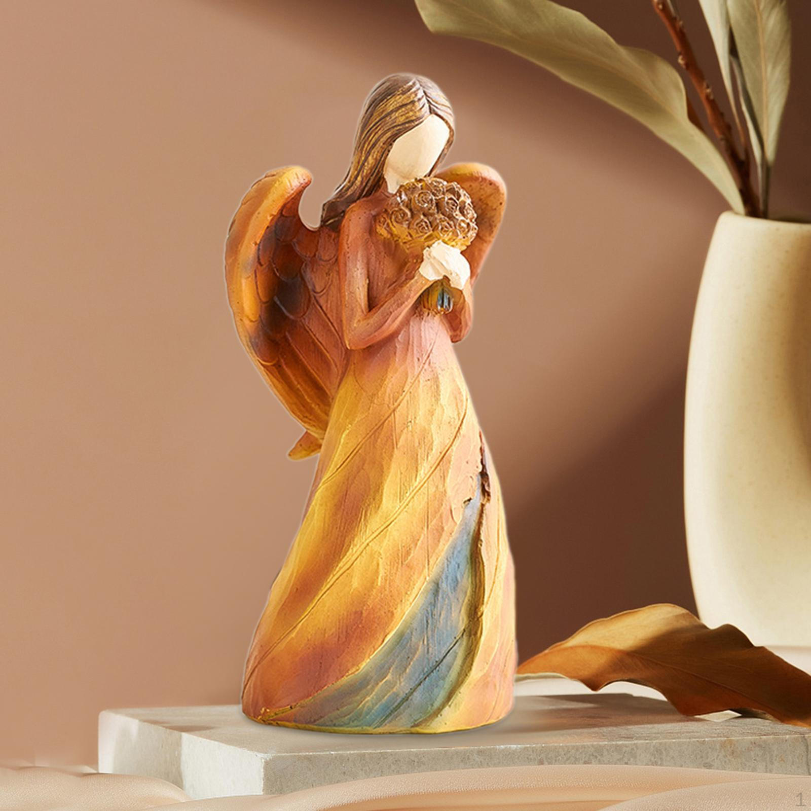 

Angel Statue Figurine Art Crafts Collection Desktop Ornament Resin Sculpture for Office Style E