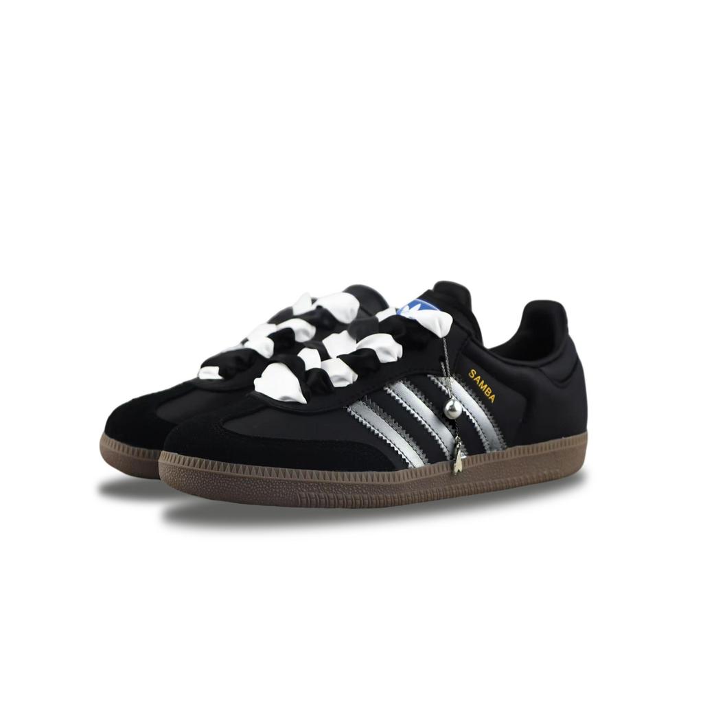 Adidas Originals SAMBA OG Slip Resistant, Abrasion Resistant, Lightweight Low top Skateboard Shoes Unisex Black Silver B75807(Team840-)
