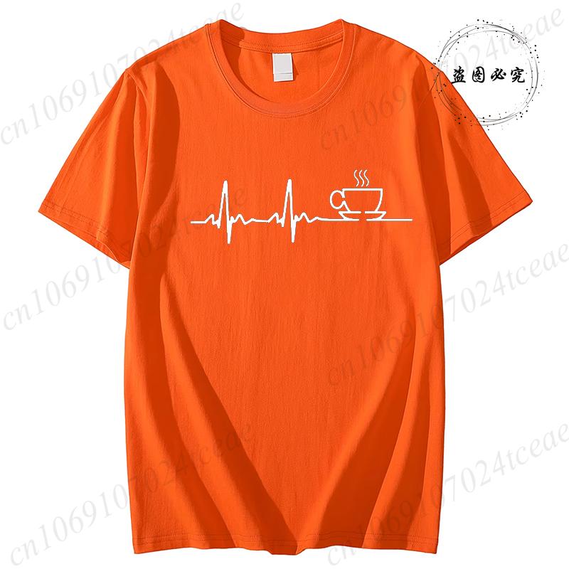 COFFEE ECG EKG Print T Shirt Men Women New Fashion T-shirt Funny Casual T-shirt Summer Fashion CAFFEINE MEME Aesthetic Tshirts