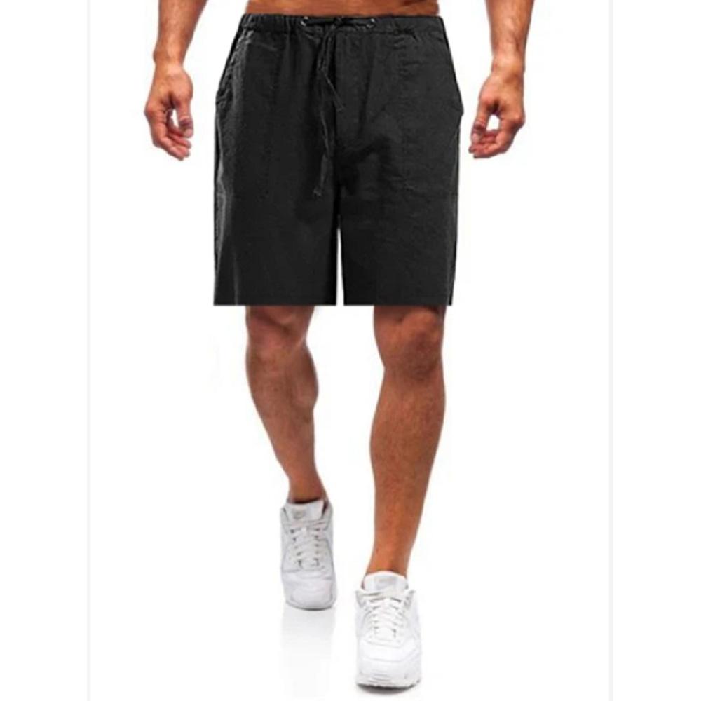 Men's Summer Simple Shorts Solid Color Straight Drawstring Breathable Elastic Waist Casual Loose Jogger Sportswear
