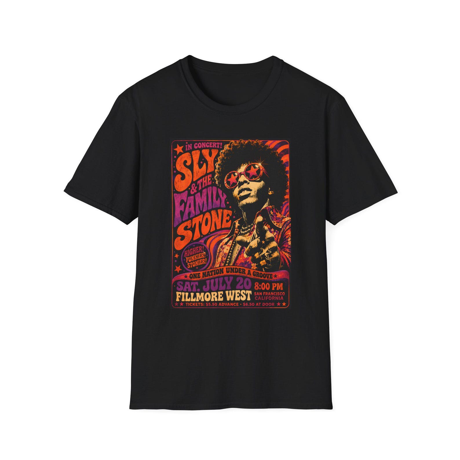 Sly and the Family Stone Concert Poster T-Shirt Fan Fiction Tee 3XL