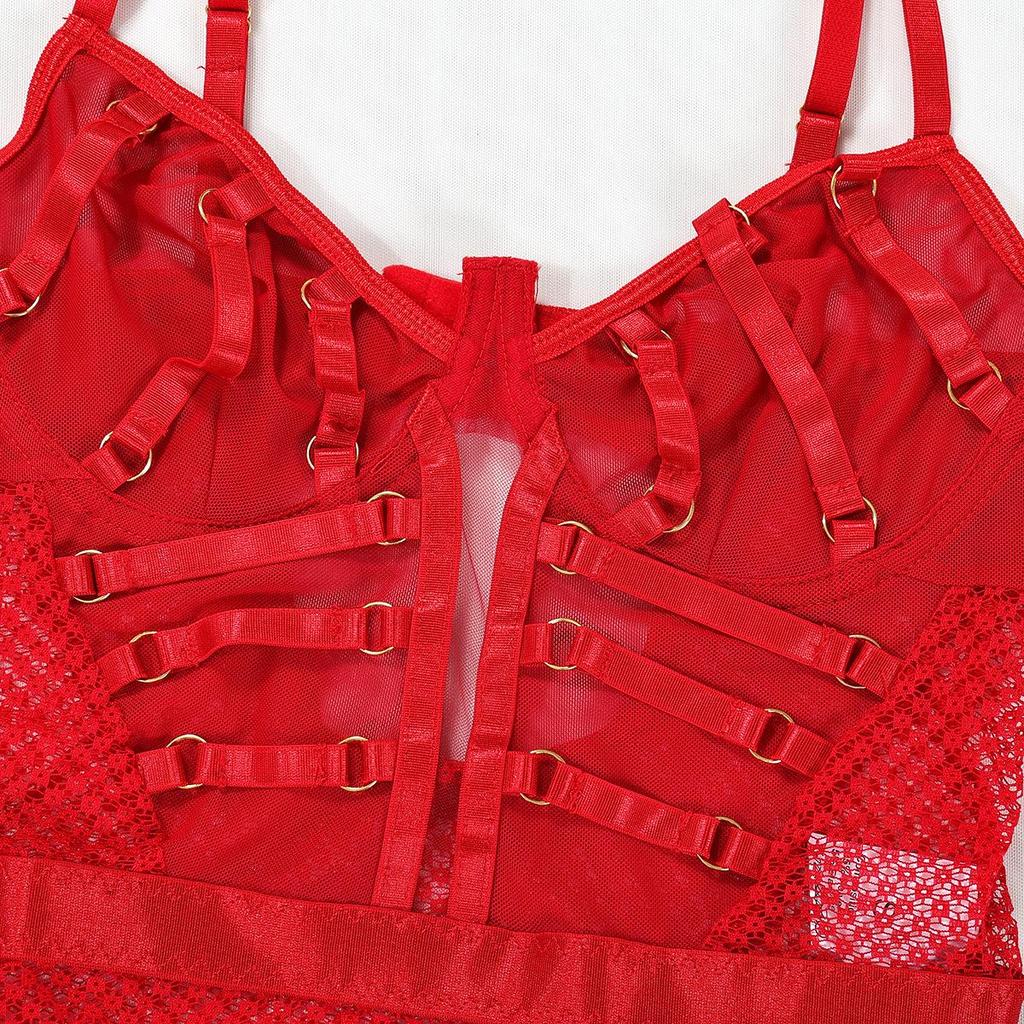 European & American Erotic Lingerie: Hot-Selling Backless Hollow Mesh One-Piece Set (In Stock, w646)